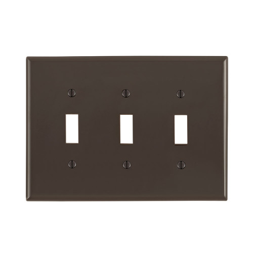 Leviton PJ3 3-Gang Toggle Device Switch Wallplate, Midway Size, Thermoplastic Nylon, Device Mount, - Brown