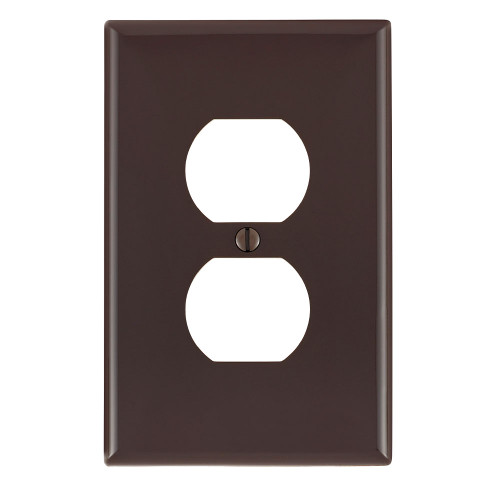 Leviton PJ8 BR 1-Gang Duplex Device Receptacle Wallplate, Midway Size, Thermoplastic Nylon, Device Mount, - Brown