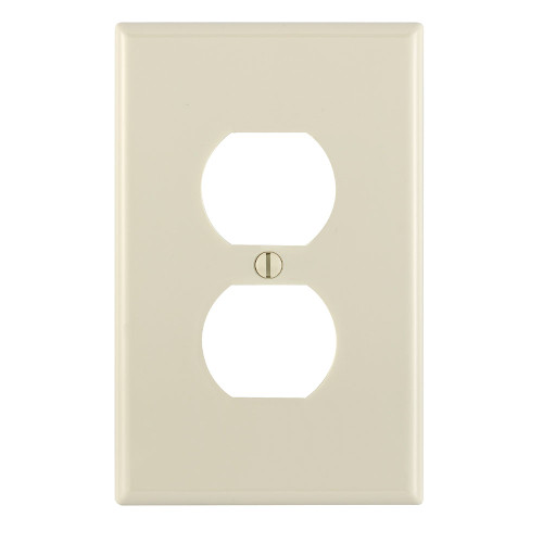 Leviton PJ8-T 1-Gang Duplex Device Receptacle Wallplate, Midway Size, Thermoplastic Nylon, Device Mount - Light Almond