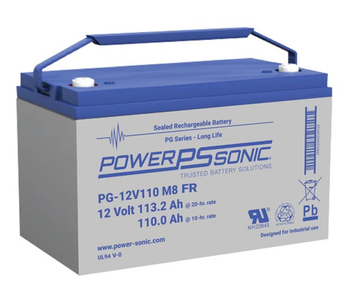 Power Sonic PG-12V110 M8 FR 12V 113.2Ah Long Life VRLA Battery