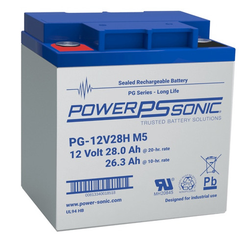 Power Sonic PG-12V28H M5 12V 28Ah Long Service Life VRLA Battery