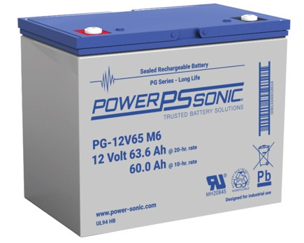 Power Sonic PG-12V65 M6 FR 12V 63.6Ah Long Service Life VRLA Battery