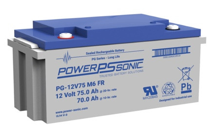 Power Sonic PG-12V75 M6 FR 12V 75Ah Long Service Life VRLA Battery