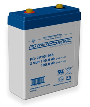 Power Sonic PG-2V100 M6 FR 2V 100Ah High Capacity Long Life VRLA Battery