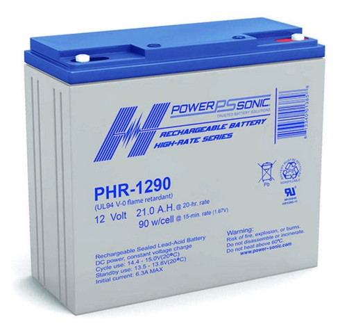 Power Sonic PHR-1290 M6 FR 12V 21.2Ah High-Rate VRLA Battery