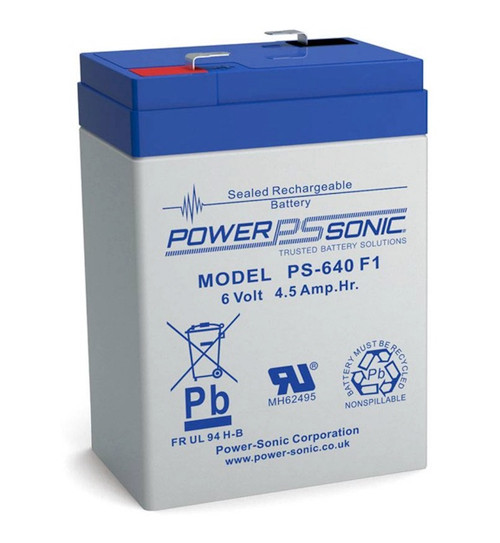 Power Sonic PS-640 F1 6V 4.5Ah General Purpose VRLA Battery