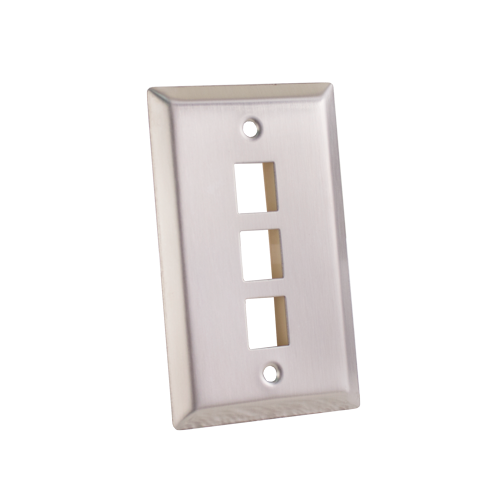 Vertical Cable 304-J2654/3P/S 3-Port Stainless Steel Keystone Wall Plate
