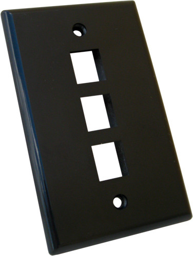 Vertical Cable 304-J2648/3P/BK 3-Port Black Keystone Wall Plate