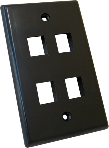 Vertical Cable 304-J2649/4P/BK 4-Port Black Keystone Wall Plate