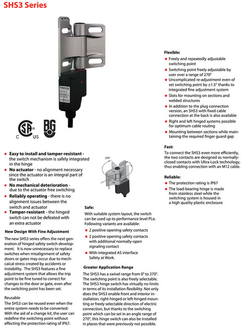 Altech 601.9490.063 SHS3 Series - Die-Cast Zinc Version Safety Switch