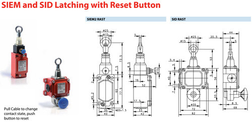 Altech 611.1431.060 Standard Cable Pull Switches-Latching with Reset Safety Switch