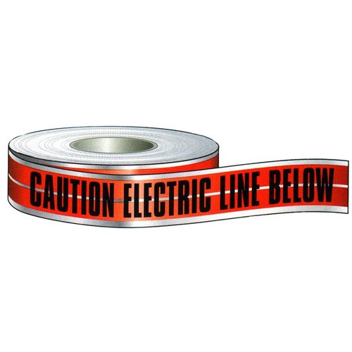 Morris 69040 3" x 1000Ft "Caution Electric Line Buried Below" Detectable Red Tape