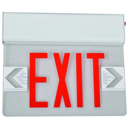 Morris 73311 Surface Mount Edge Lit Exit Sign Single Sided Legend Red LED White Housing