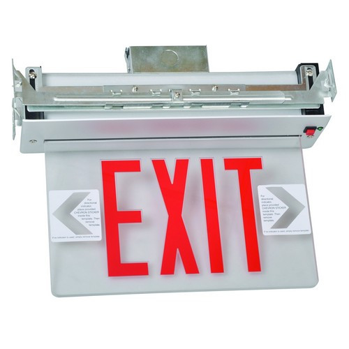 Morris 73330 Recessed Mount Edge Lit Exit Sign Single Sided Legend Red LED Aluminum Housing