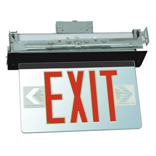 Morris 73332 Recessed Mount Edge Lit Exit Sign Single Sided Legend Red LED Black Housing