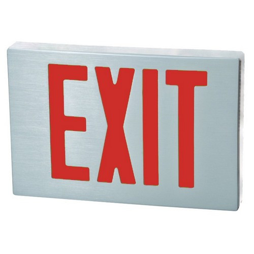 Morris 73340 Cast Aluminum LED Exit Sign - Red LED - Aluminum Housing - Aluminum Face