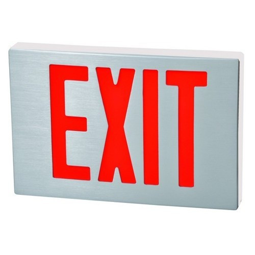 Morris 73346 Cast Aluminum LED Exit Sign - Red LED - White Housing - Aluminum Face