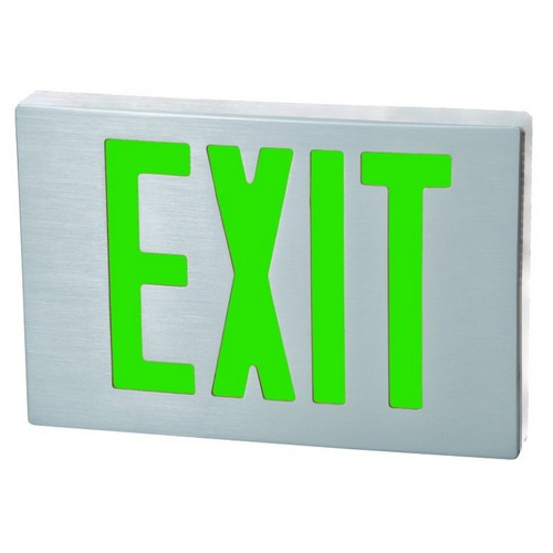 Morris 73360 Cast Aluminum LED Exit Sign - Green LED - Aluminum Housing - Aluminum Face