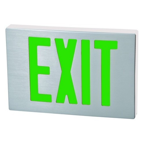 Morris 73366 Cast Aluminum LED Exit Sign - Green LED - White Housing - Aluminum Face