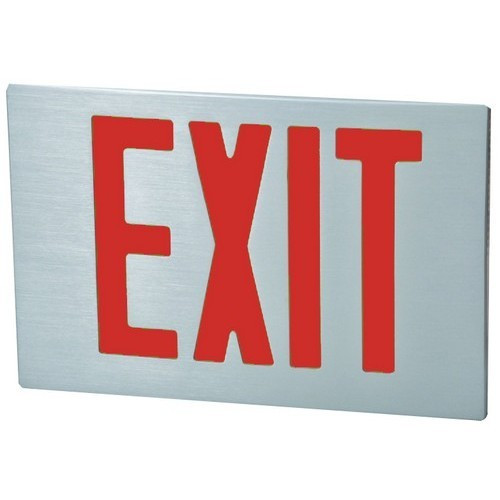 Morris 73380 Cast Aluminum LED Exit Sign Face Plate RED LED Brushed Aluminum Face