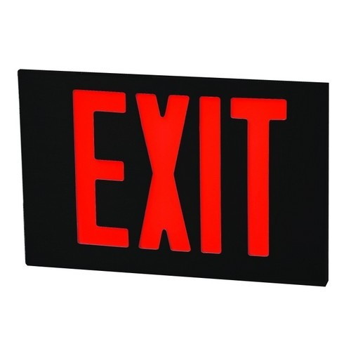 Morris 73381 Cast Aluminum LED Exit Sign Face Plate Red LED Black Face