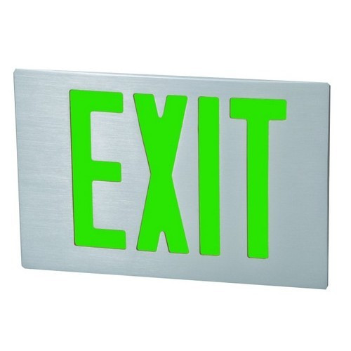 Morris 73383 Cast Aluminum LED Exit Sign Face Plate Green LED Brushed Aluminum Face