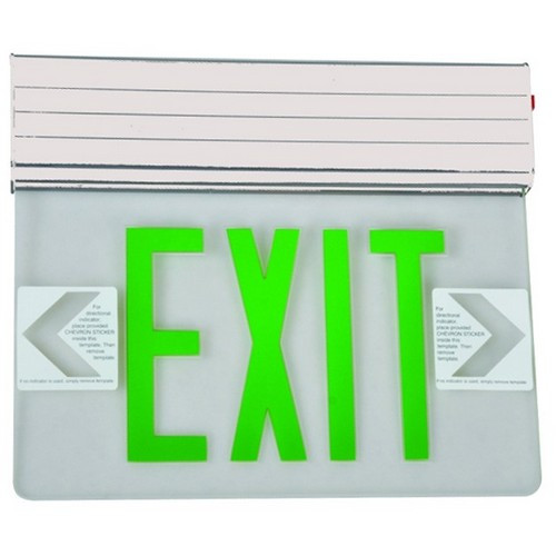 Morris 73406 Surface Mount Edge Lit Exit Sign Double Sided Legend Green LED White Housing