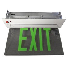 Morris 73416 Recessed Mount Edge Lit Exit Sign Double Sided Legend Green LED White Housing