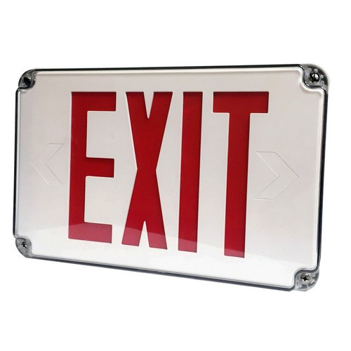 Morris 73454 LED Wet Location Exit Signs Red Legend Remote Capable