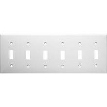 Morris 81060 White 6 Gang Lexan Toggle Switch Wall Plate