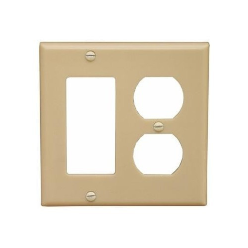 Morris 81250 Ivory 2 Gang, 1 Decorative Switch & 1 Duplex Wall Plate