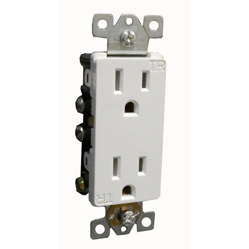 Morris 81961 White 15A-125V Decorative Tamper Resistant Duplex Receptacle