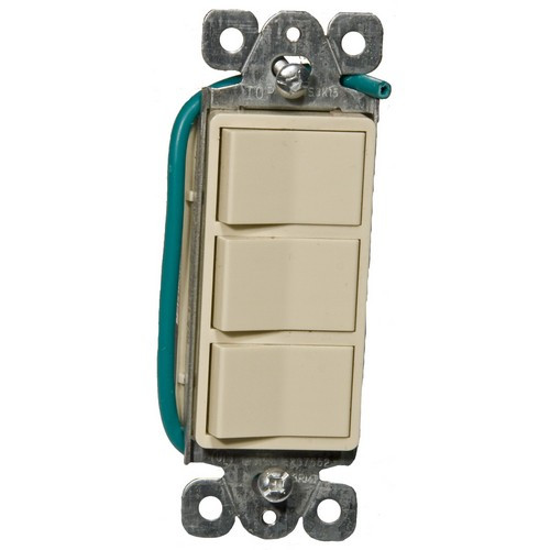Morris 81970 Commercial Grade Ivory 15A-120/277V Decorative Triple Rocker Switch