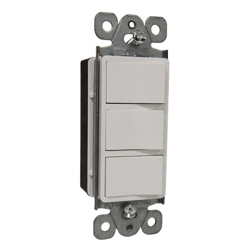 Morris 81971 Commercial Grade White 15A-120/277V Decorative Triple Rocker Switch