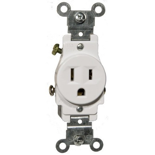 Morris 82136 White 15A-125V Commercial Grade Single Receptacle