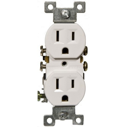 Morris 82141 White 15A 125V Commercial Duplex Receptacle