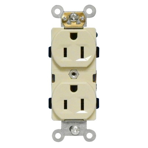 Morris 82195 Ivory 15A-125V Industrial Grade Duplex Receptacle