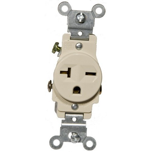 Morris 82245 Ivory 20A-250V Commercial Grade Single Receptacle