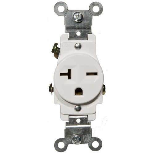 Morris 82246 White 20A-250V Commercial Grade Single Receptacle