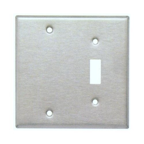Morris 83410 Stainless Steel 2 Gang, 1 Toggle Switch & 1 Blank Wall Plate