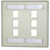 SignaMax DKFL-6-WH 6-Port Double Gang Faceplate w/Labeling, White