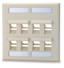 SignaMax DKFLA-8-WH 8-Port Double Gang Angled Faceplate, White