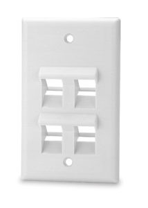 SignaMax SKFA-4-WH 4-Port Single Gang White Angled Faceplate