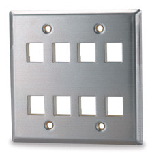 SignaMax DSKF-8 8-Port Double Gang Stainless Steel Faceplate
