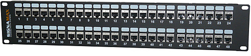 SignaMax 48458SFTHD-C5E 48-Port Category 5e Feed-Thru Screened HD Panel, 2 RMU
