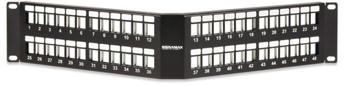 SignaMax 48U-HDMMP-A 48-Port Field-Configurable Angled Patch Panel, 2 RMU