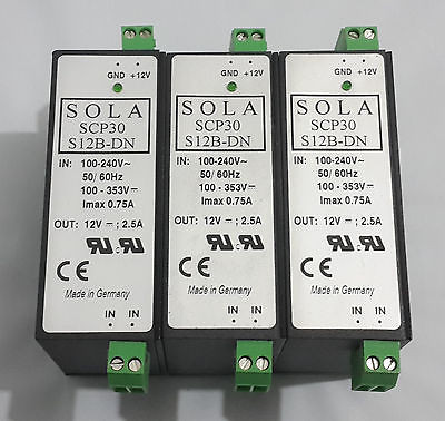 Sola SCP30S12B-DN 30W 12V SW PWWR SPLY SLIM DIN