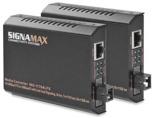 SignaMax FO-065-1176BLFSMM 10/100 to 100FX Media Converter WDM, SC/MM 2 km, Tx:1550 nm; Rx:1310 nm
