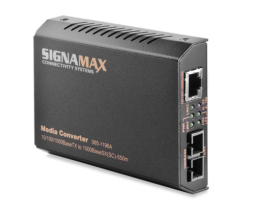 SignaMax FO-065-1196A 10/100/1000TX to 1000SX Media Converter SC/MM, 220m/550m