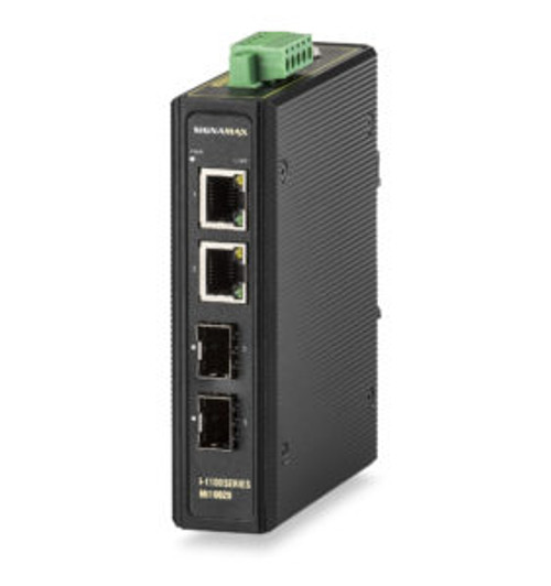 SignaMax FO-MI10010 I-1100 Gigabit SFP PoE+ Industrial Media Converter - 2 PoE+ Ports, 2 SFP Ports